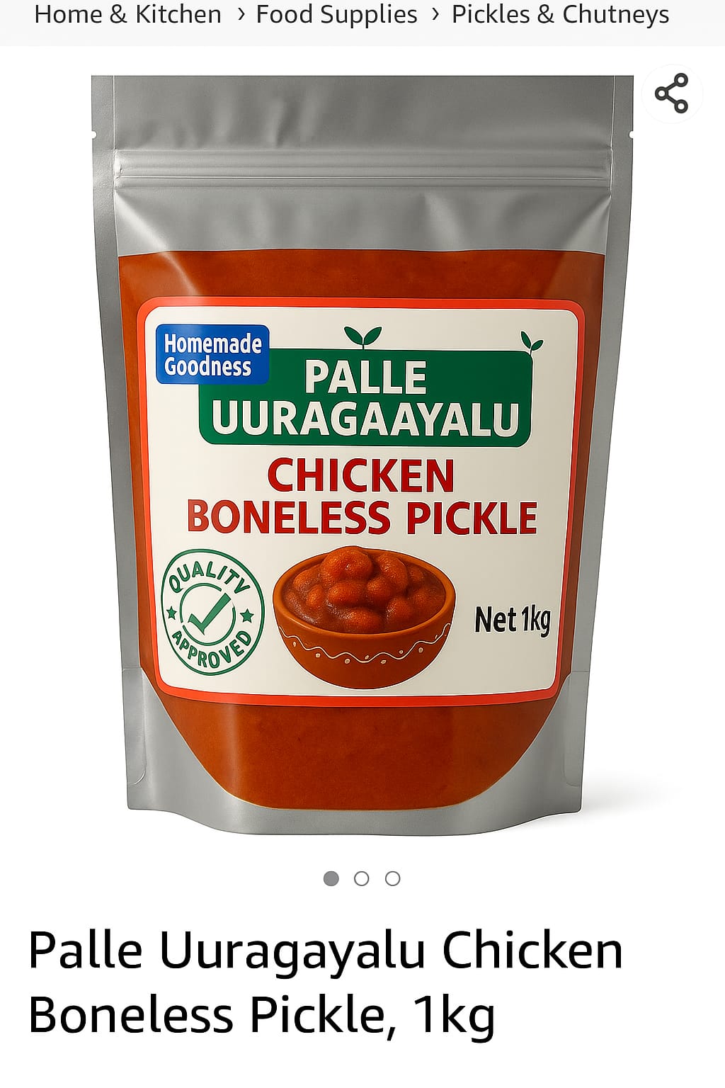Homemade Bone Less Chicken Pickle | 250g - 1Kg | Andhra Style | No Added Preservatives & Chemical Free Pickle Jar | Authentic Spicy & Tangy Achar